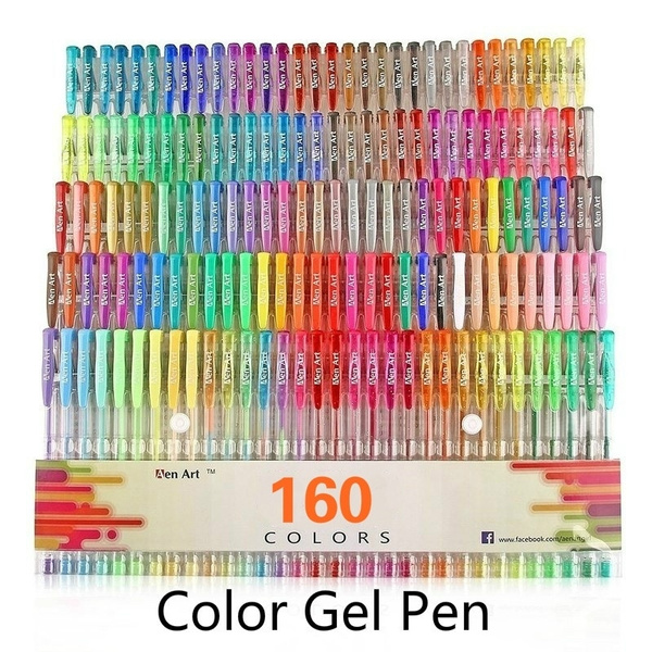 Art Gel Pens 100/120/160 Colored Gel Pen Set Brilliant Gel Colors Perfect  for Adult Coloring Books Drawing Painting Writing Marker